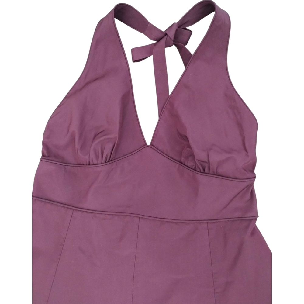 J.Crew 2006 100% Silk Halter Fit & Flare Midi Dress Purple Y2K 10 - Picture 4 of 9